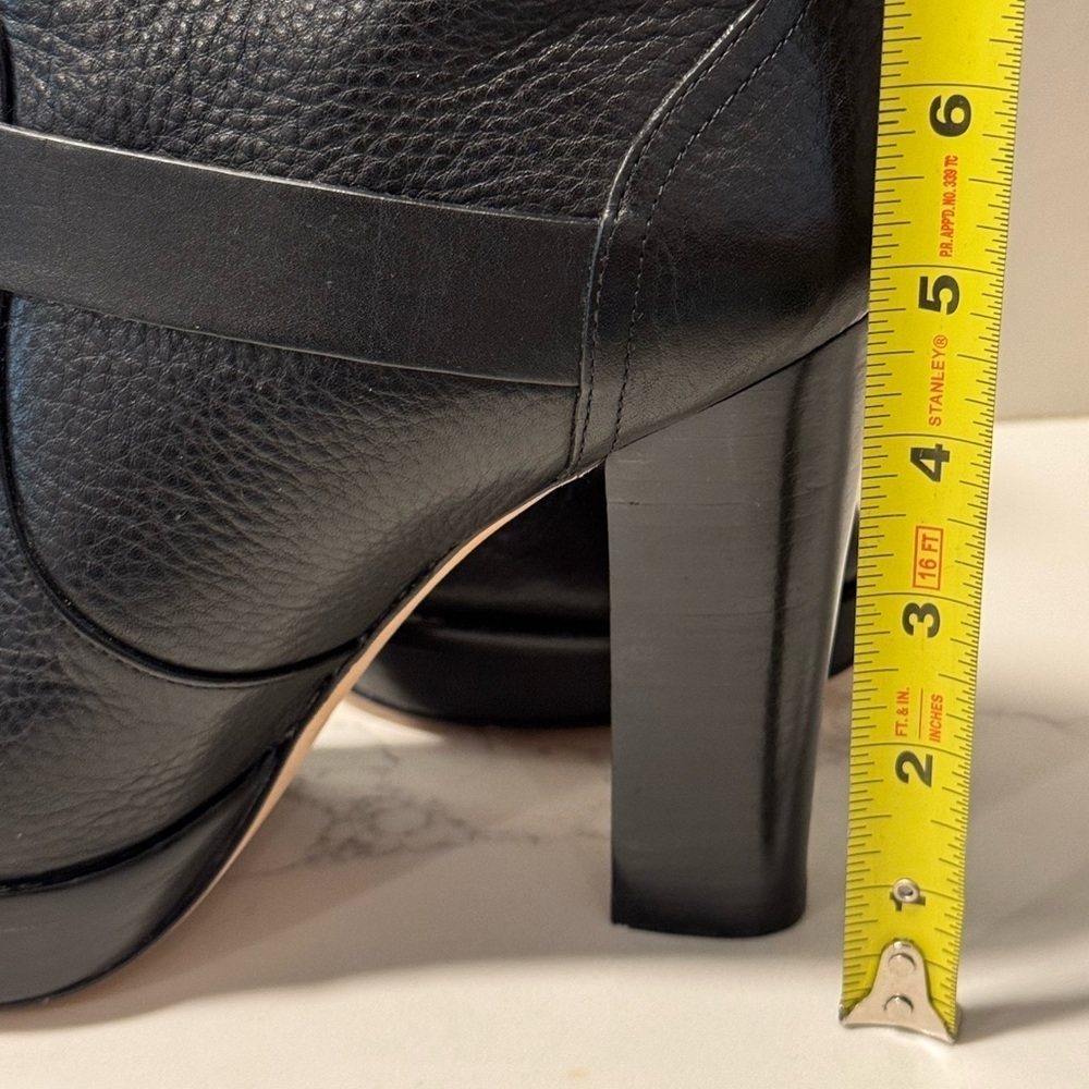 Coach Lianne Full Grain Leather Fur Lined Platform Healed Boots - Picture 9 of 14